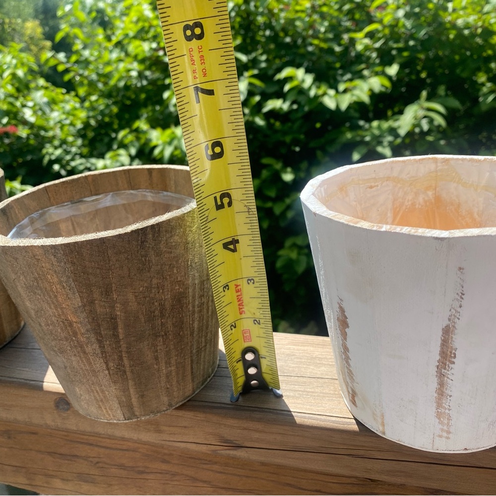 Set of 9 Rustic Wooden Planters in White and Brown - Picture 5 of 14